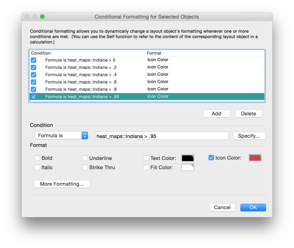 filemaker conditional formatting