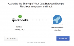 FileMaker QuickBooks Online authentication