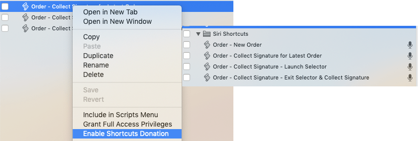 FileMaker Siri Shortcuts Enable Donation