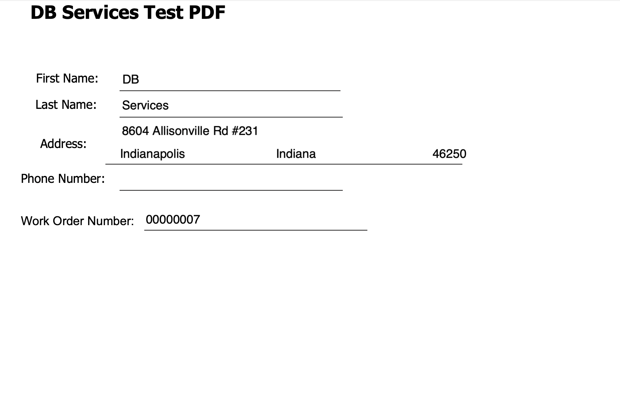 Salesforce Work Order PDF Example