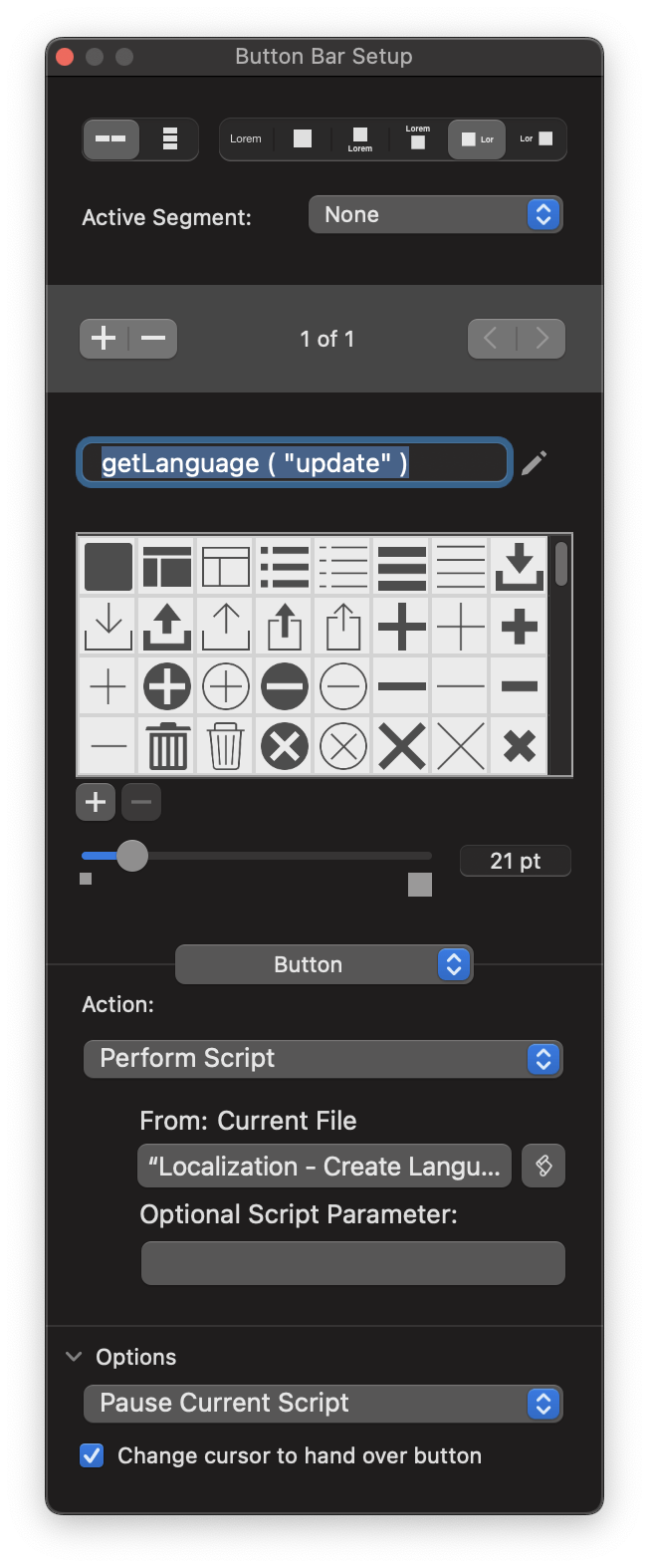 filemaker localization update button script settings