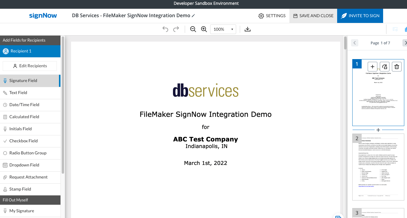 filemaker signnow integration template