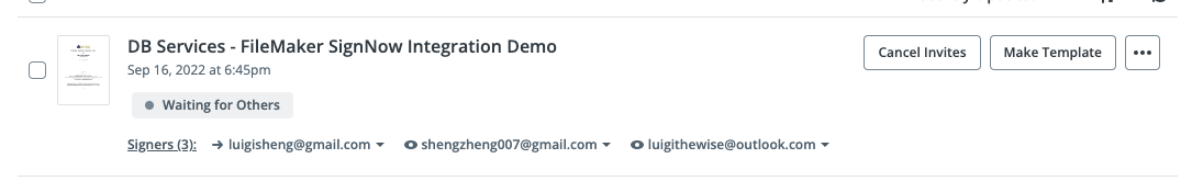 SignNow Sent Email Status