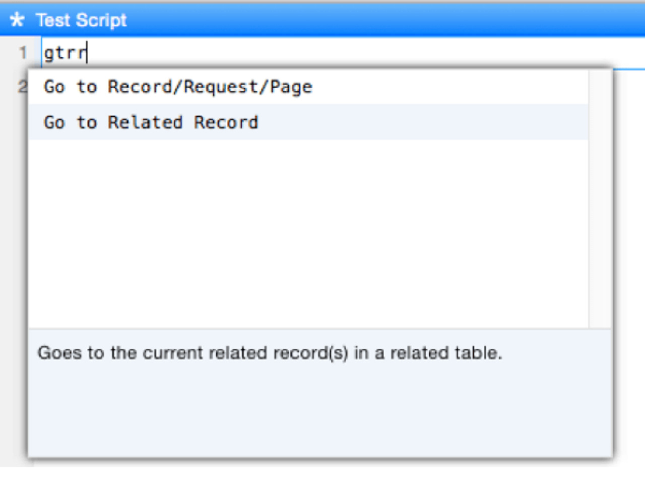 FileMaker Script Acronym Completion.