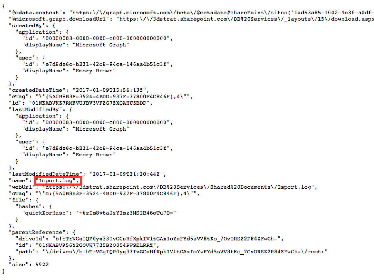filemaker sharepoint item response code.