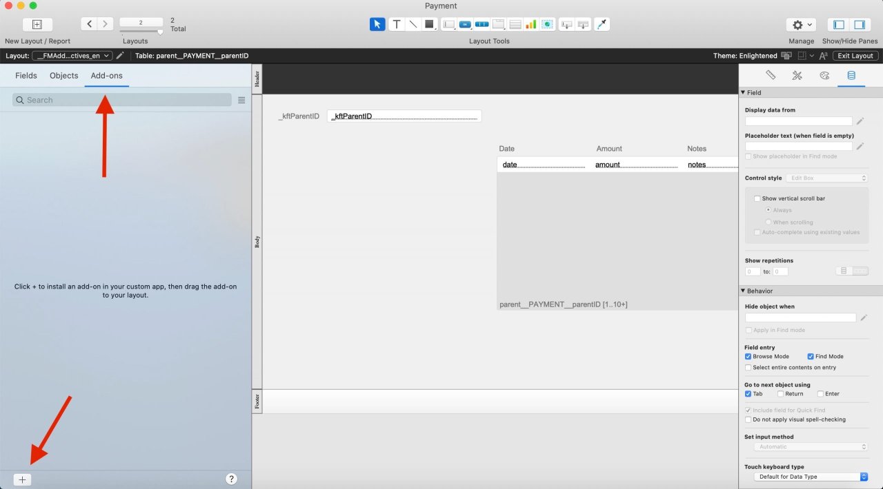 filemaker add ons tab.