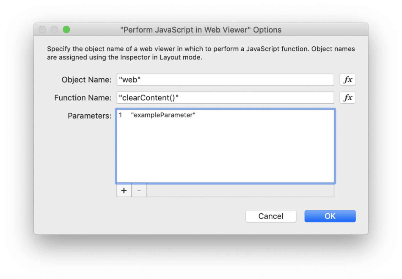 perform javascript in web viewer dialog.