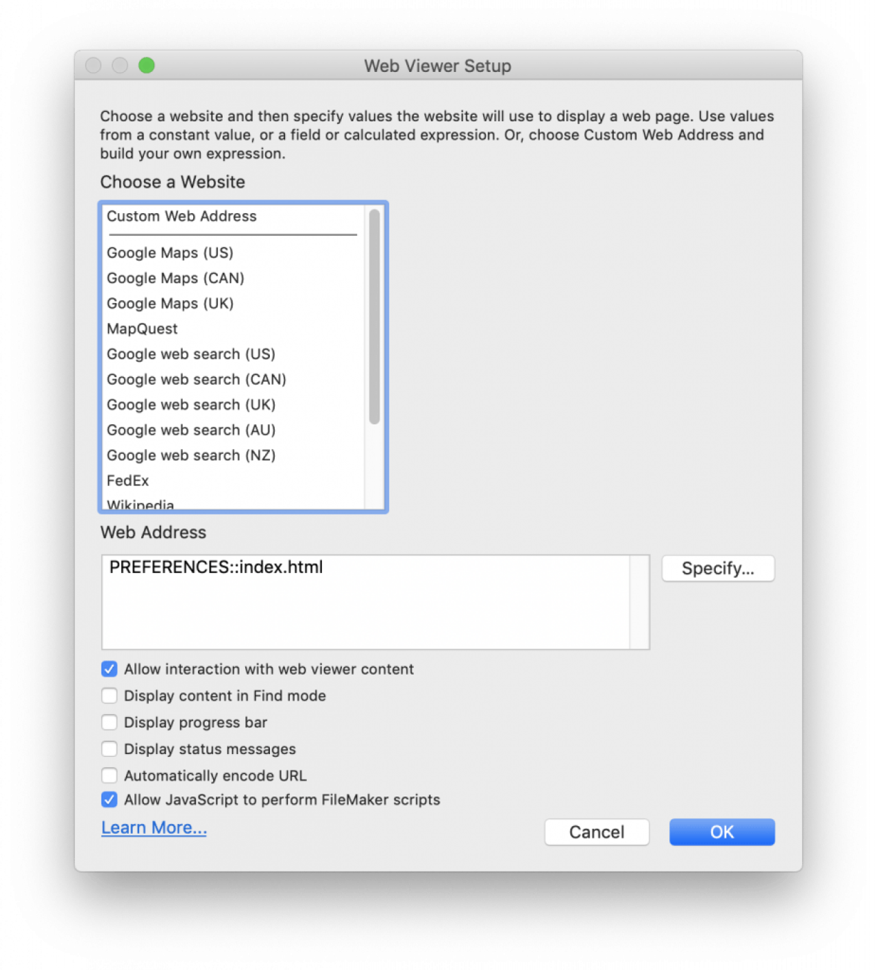 web viewer dialog.