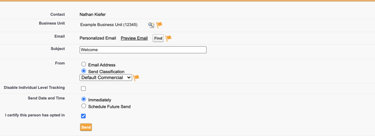 Send Marketing Cloud Email from Sales Cloud.
