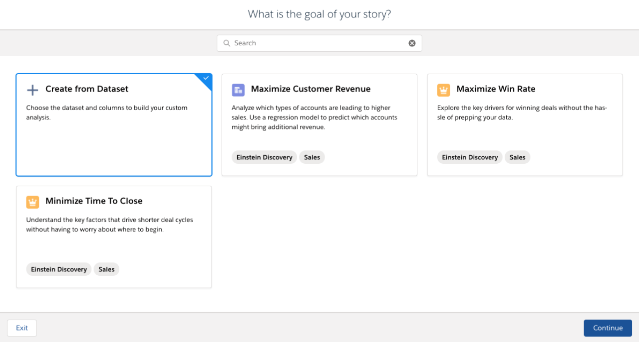 Einstein Discovery Fast Start Templates.