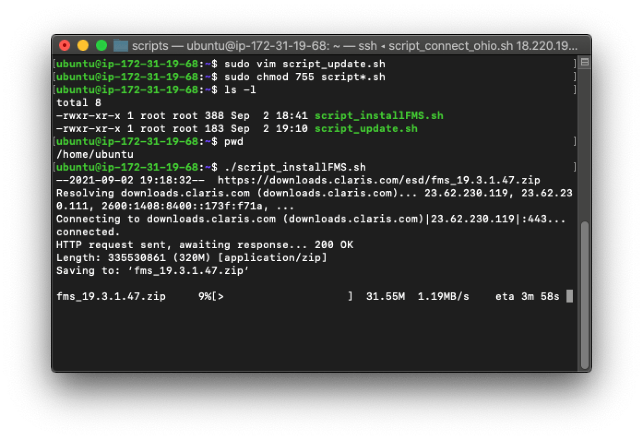 Downloading FileMaker Server for Ubuntu.