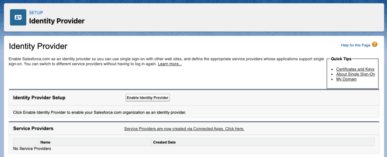 FileMaker OAuth Salesforce Identity Provider Page.