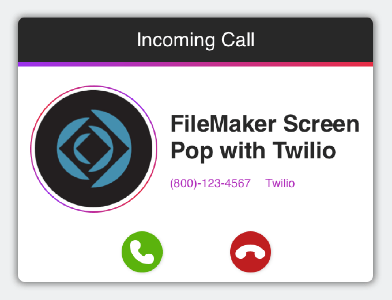 filemaker screen pop using twilio.
