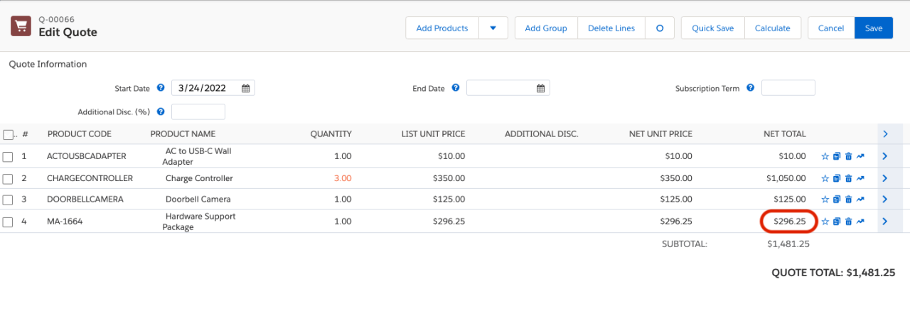 salesforce cpq edit quote example.
