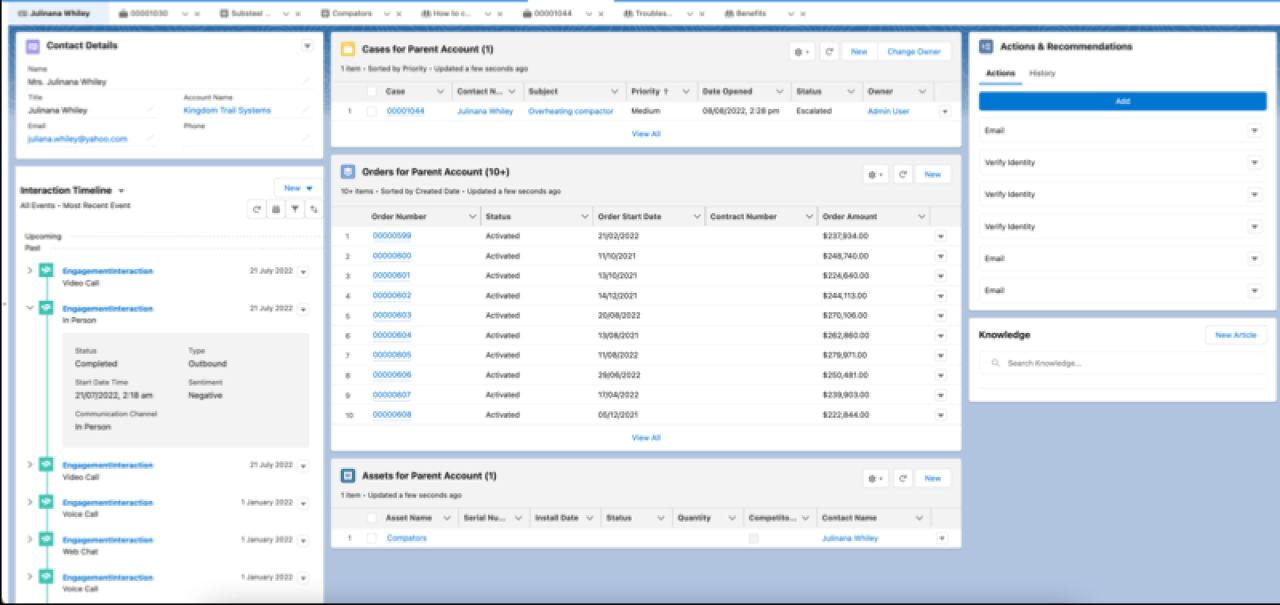 salesforce service console manufacturing.