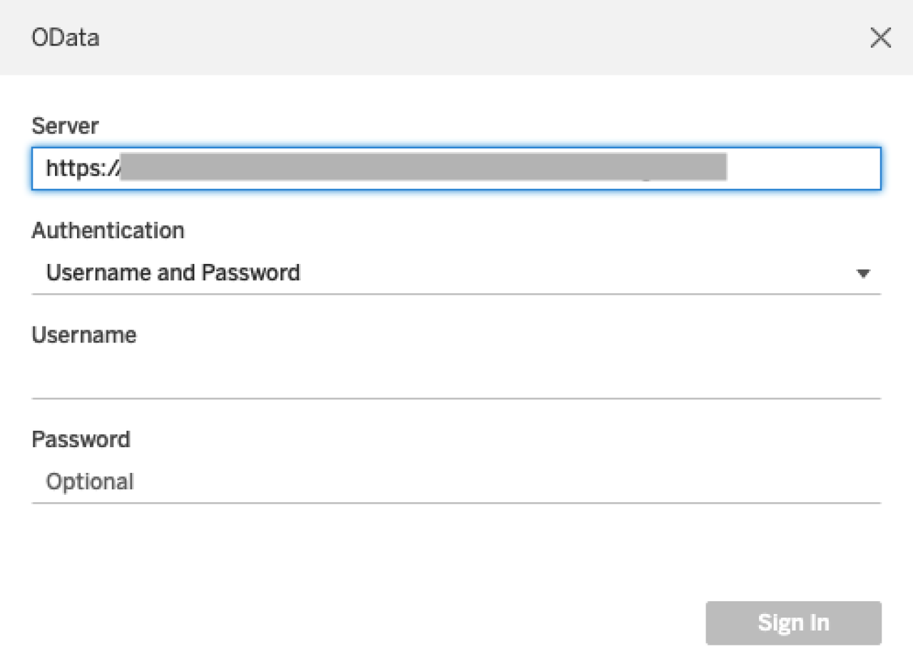 tableau login odata.