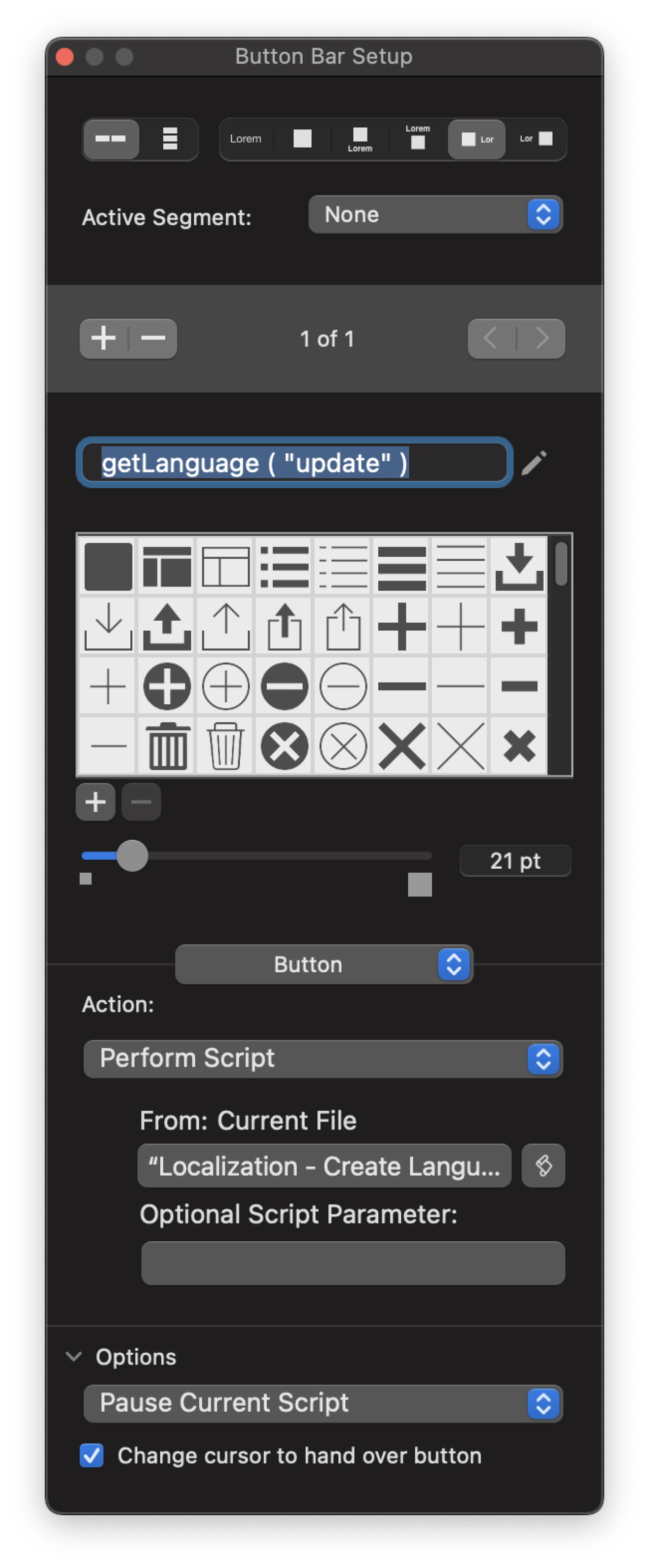 update button script settings.