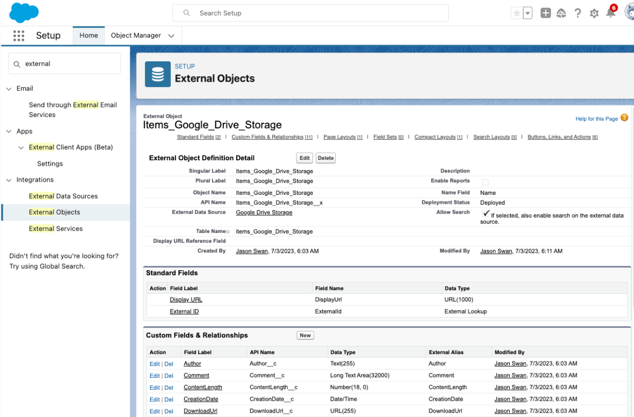 External File Storage for Salesforce DB Services