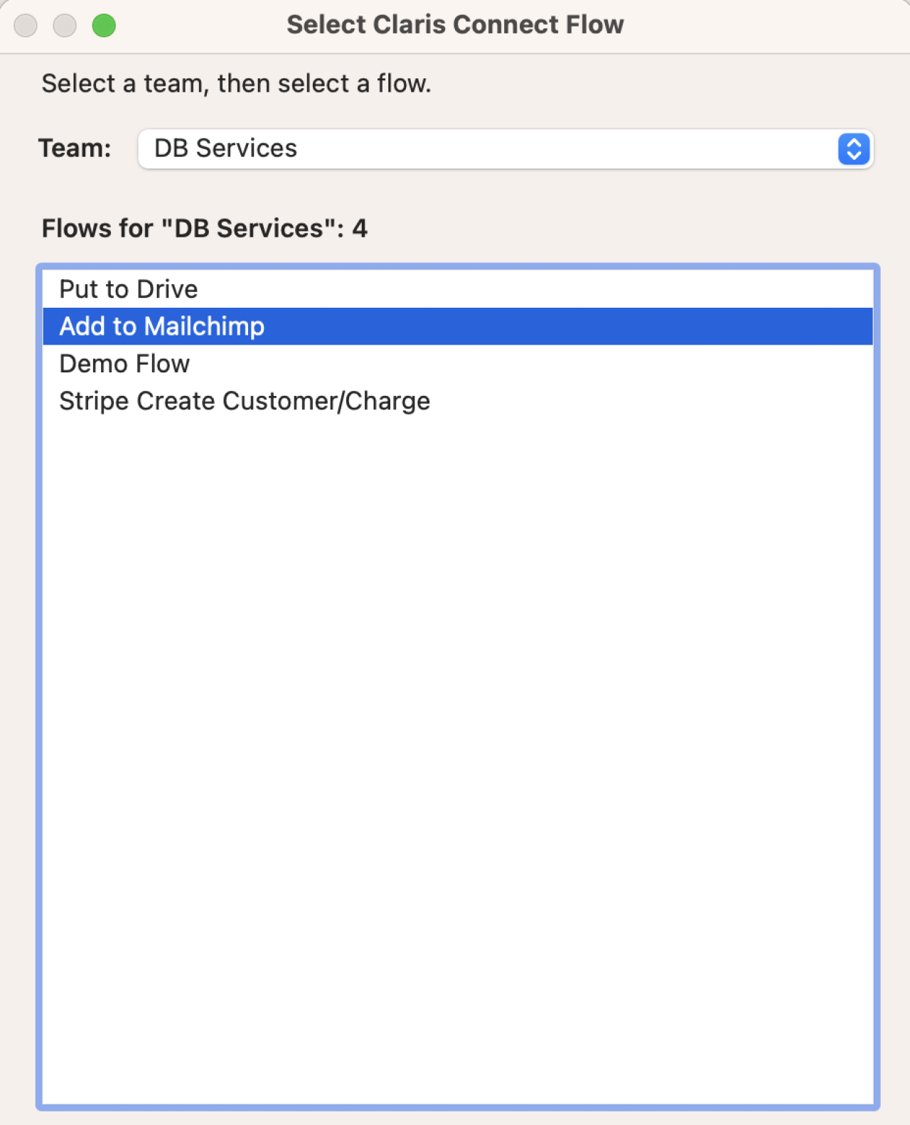 trigger claris connect flow script step setup.