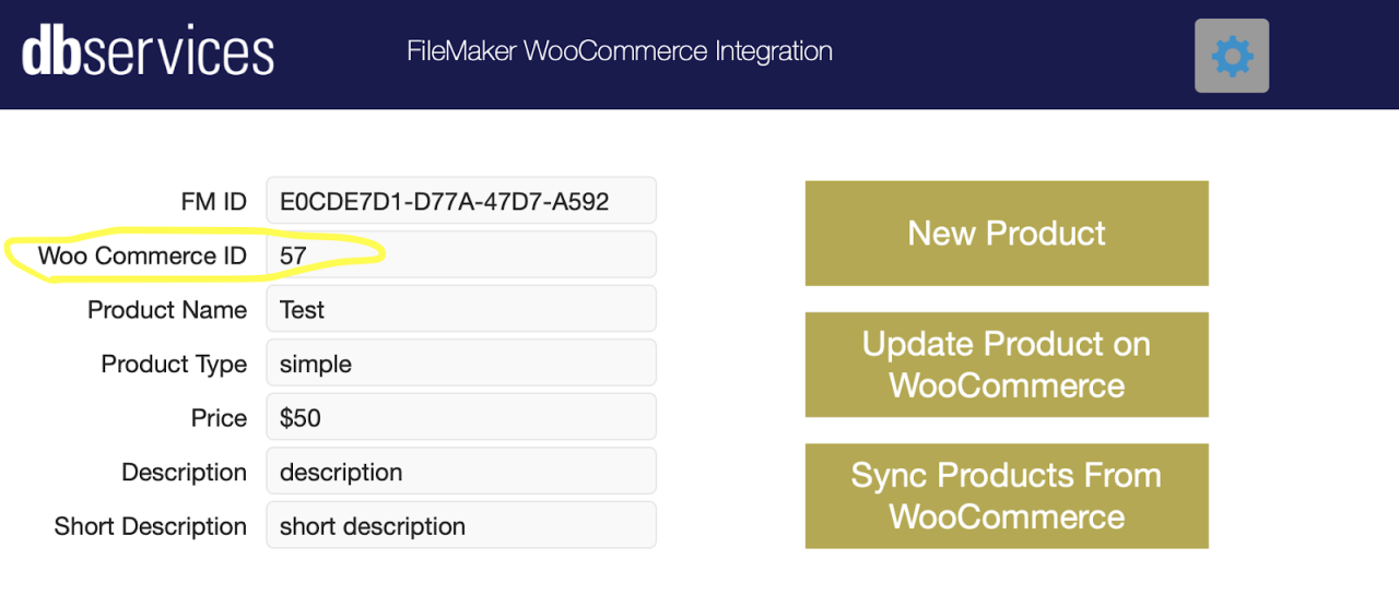 filemaker woocommerce integration new product id.