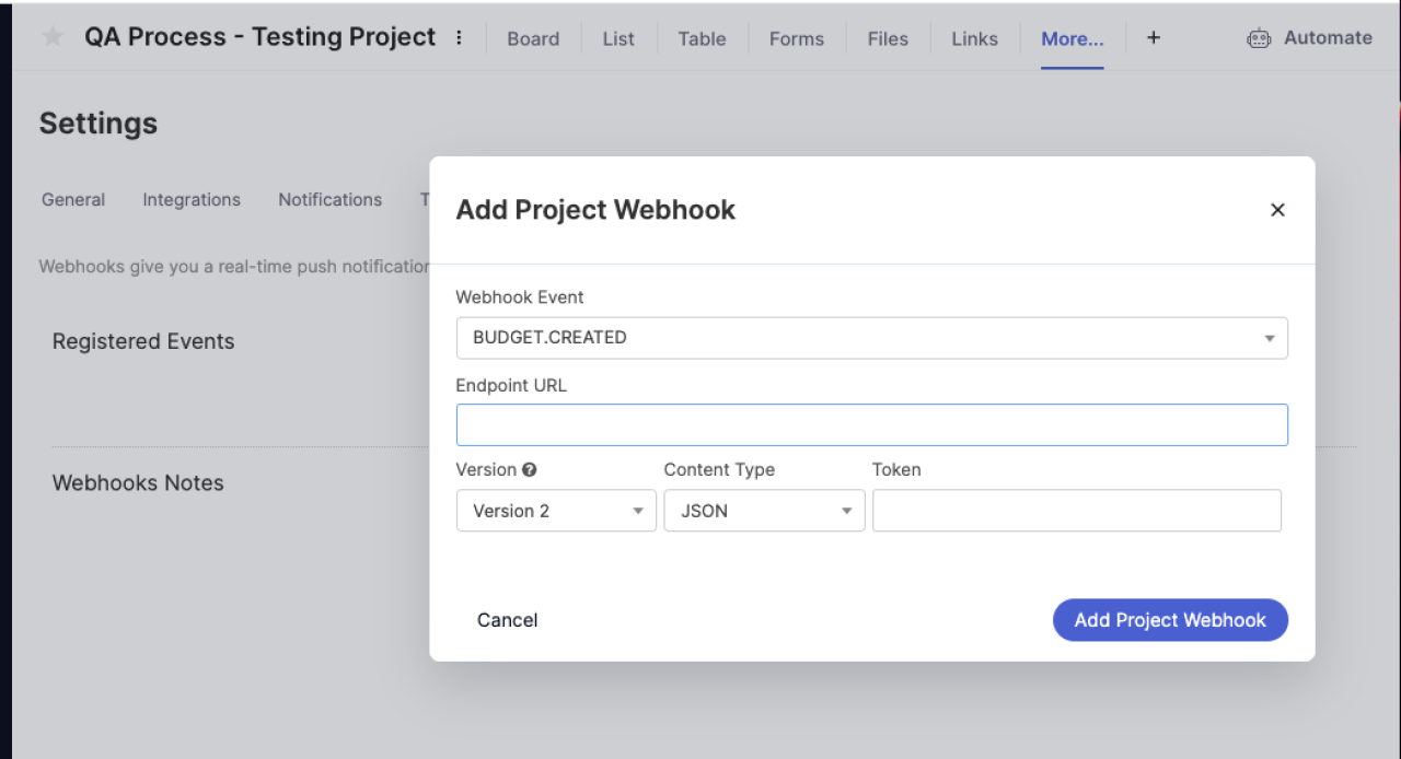 filemaker teamwork integration project webhooks.