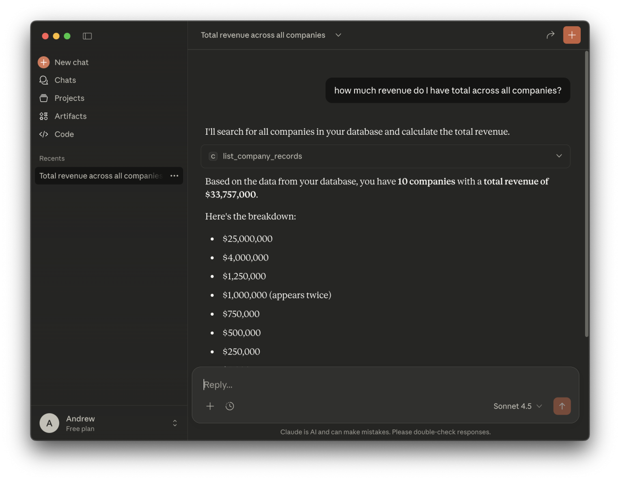 Claris MCP for FileMaker Claude Example.
