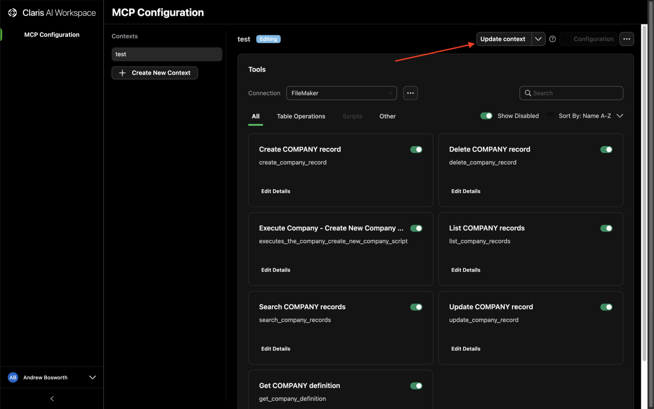 Claris MCP for FileMaker MCP Configuration Context.
