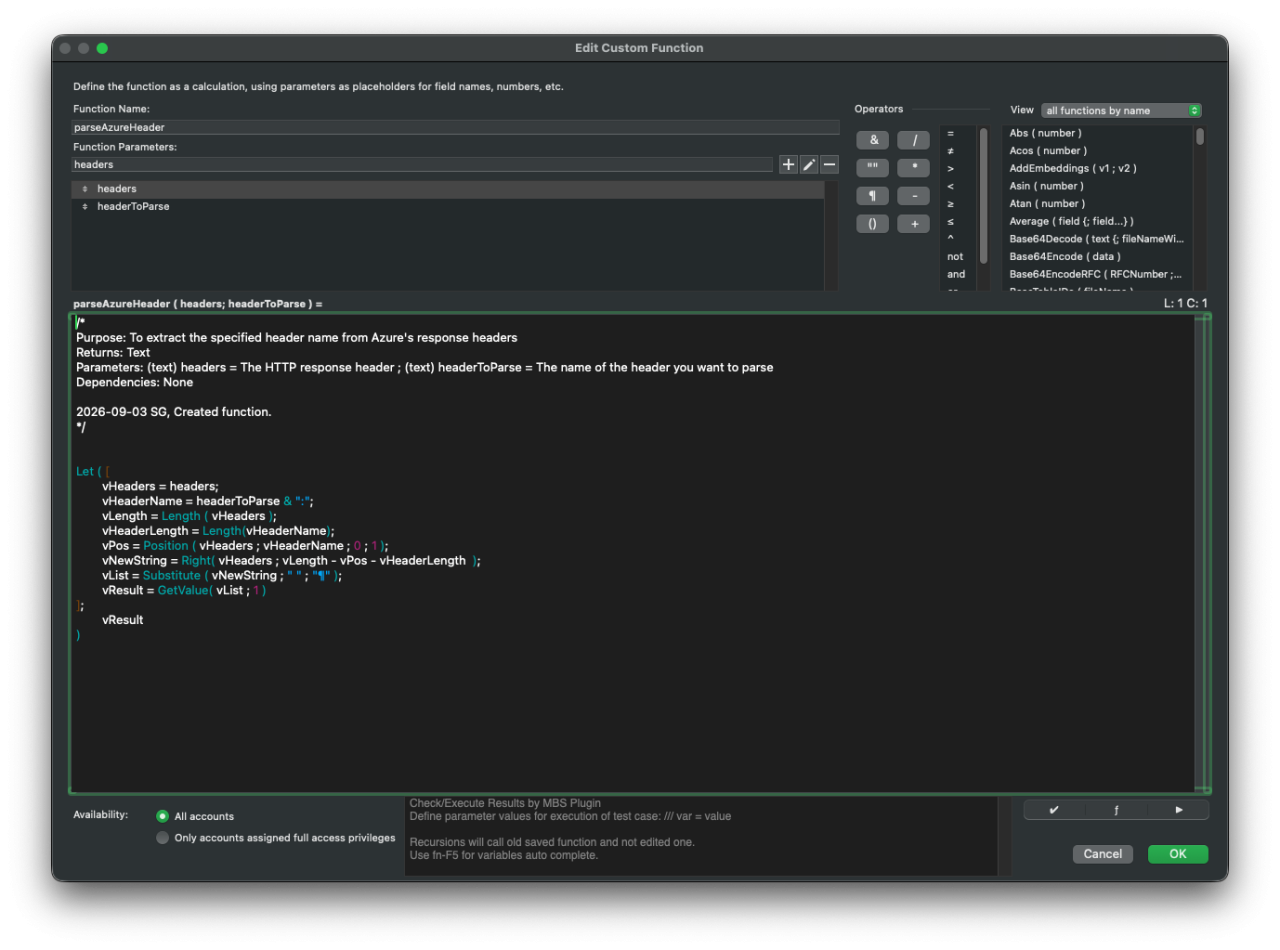 Integrating Azure Document Intelligence with Claris FileMaker Parse Azure Headers.
