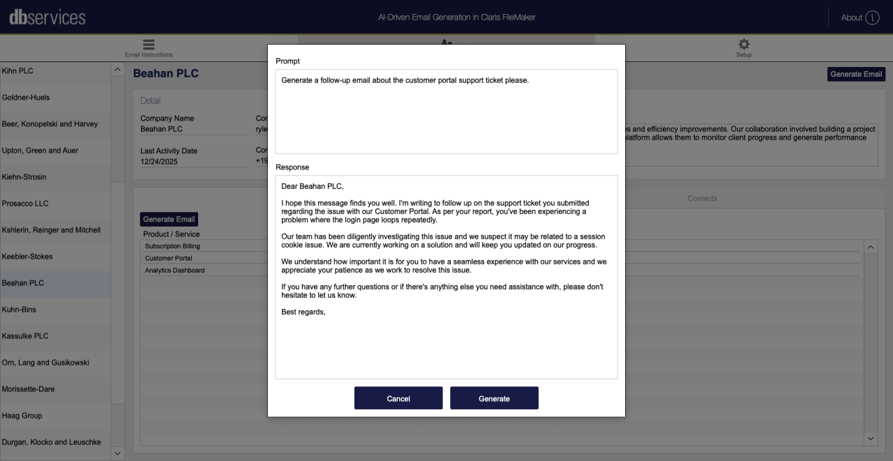 AI Driven Email Generation Support Ticket.