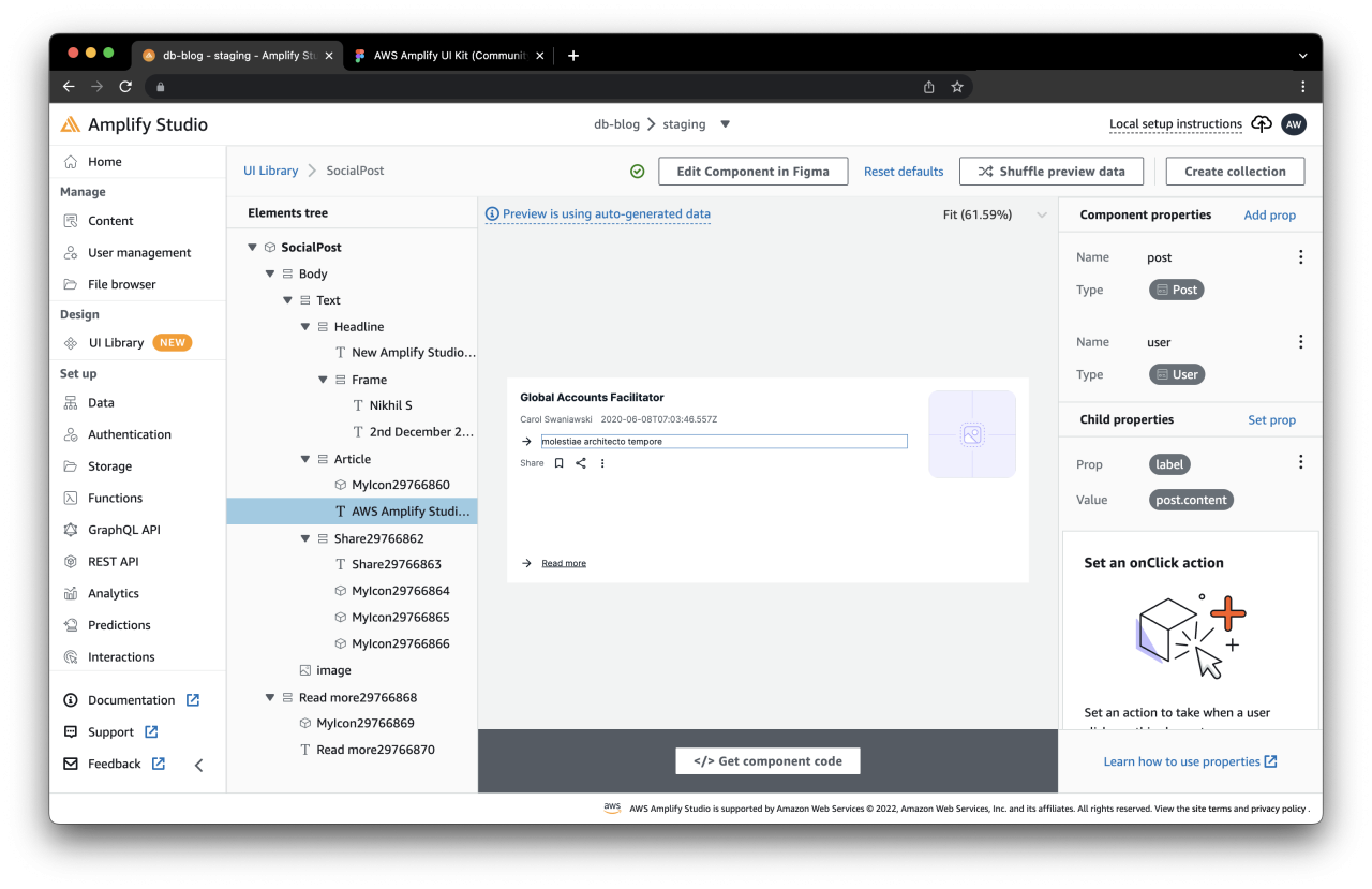 amplify studio bind schema to component.