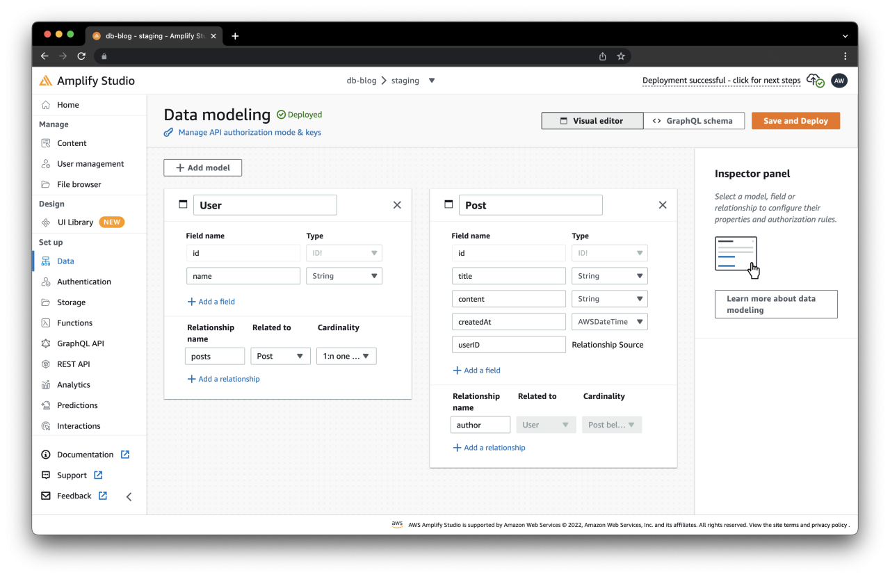 amplify studio data modeling.