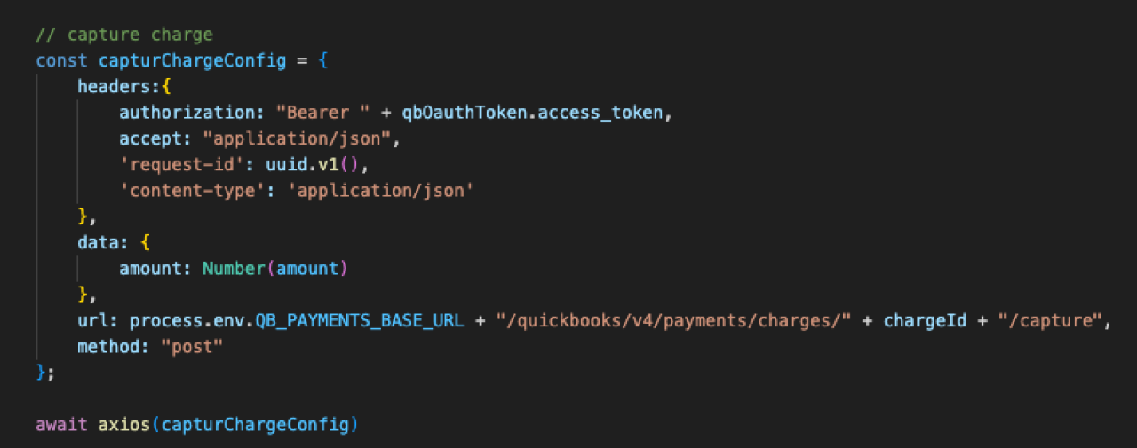 quickbooks payment capture charge.