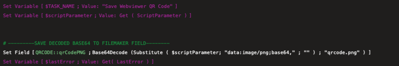 Claris FileMaker: QR Code Generator Save QR Code Script to Container.