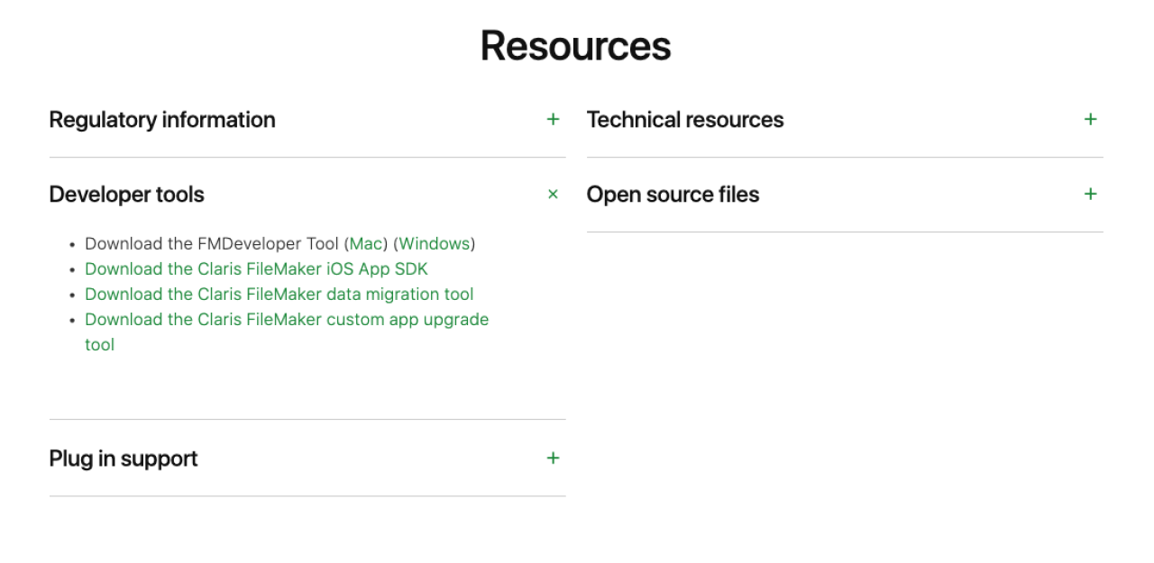 claris filemaker download screen.