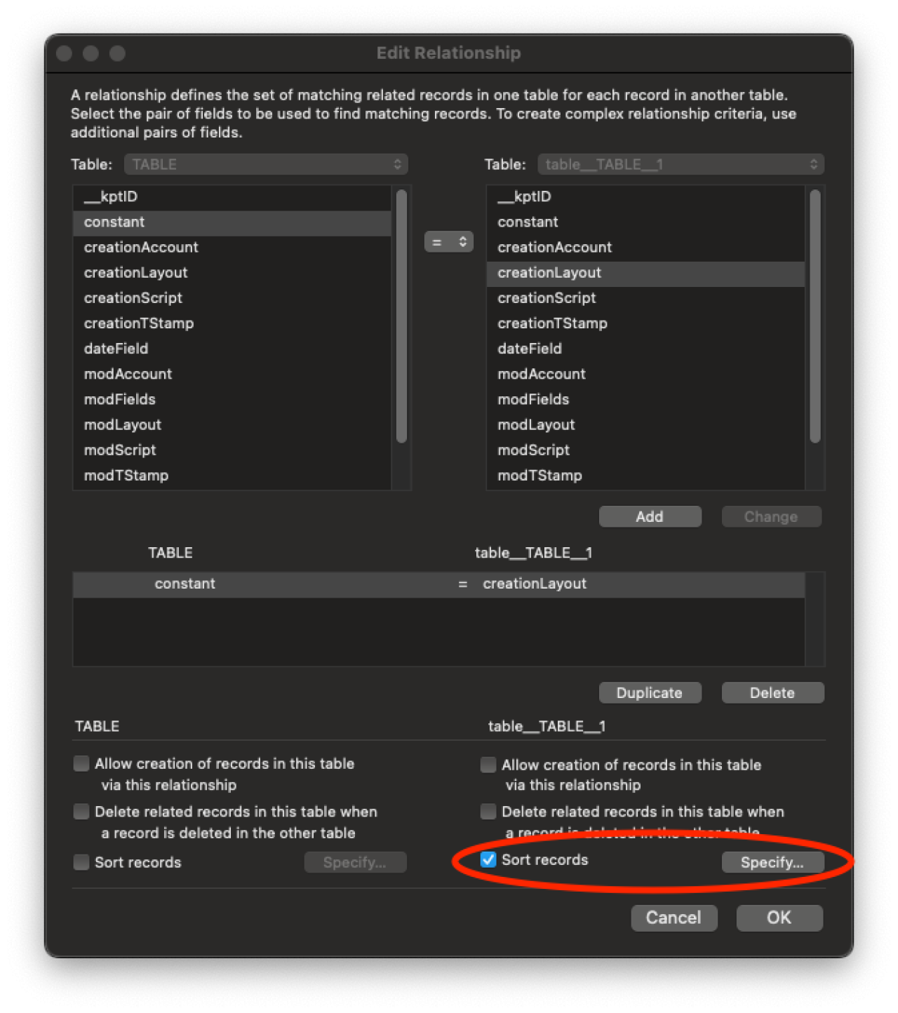 Claris FileMaker Performance Optimization sorting relationship.
