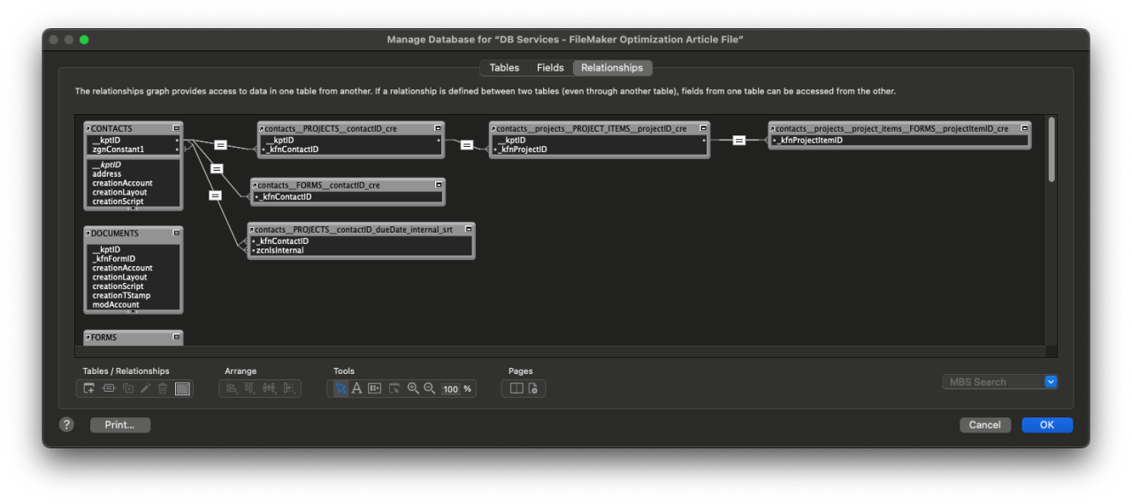 Claris FileMaker Performance Optimization to chains.