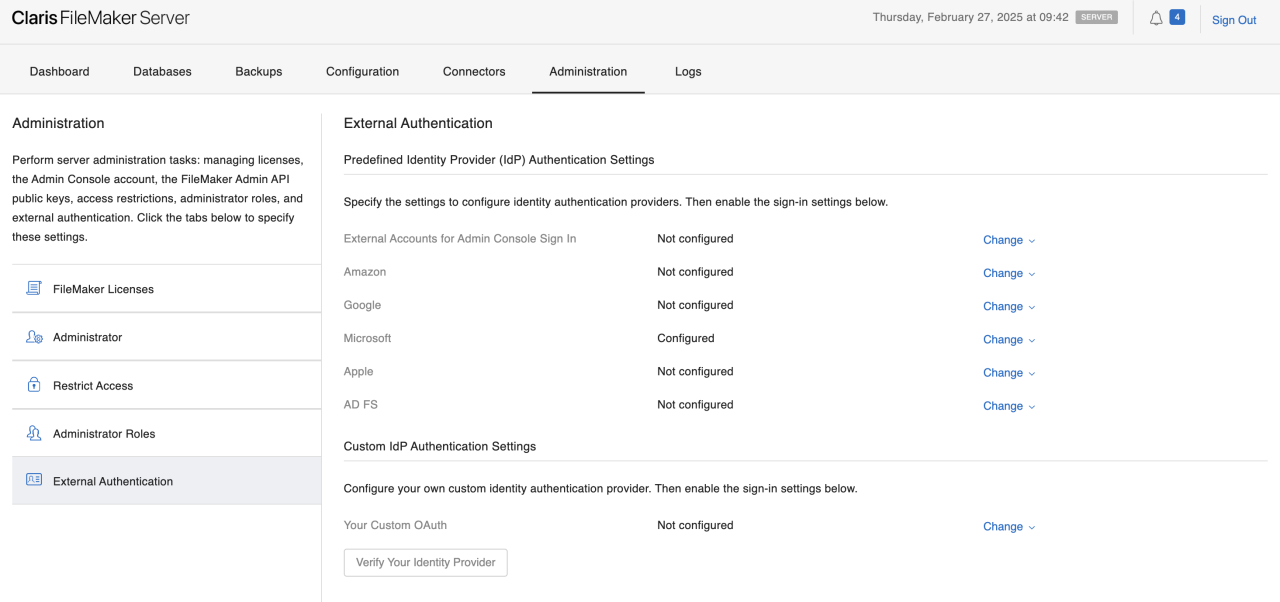 Configuring Microsoft Azure SSO for Claris FileMaker Server External Authentication.