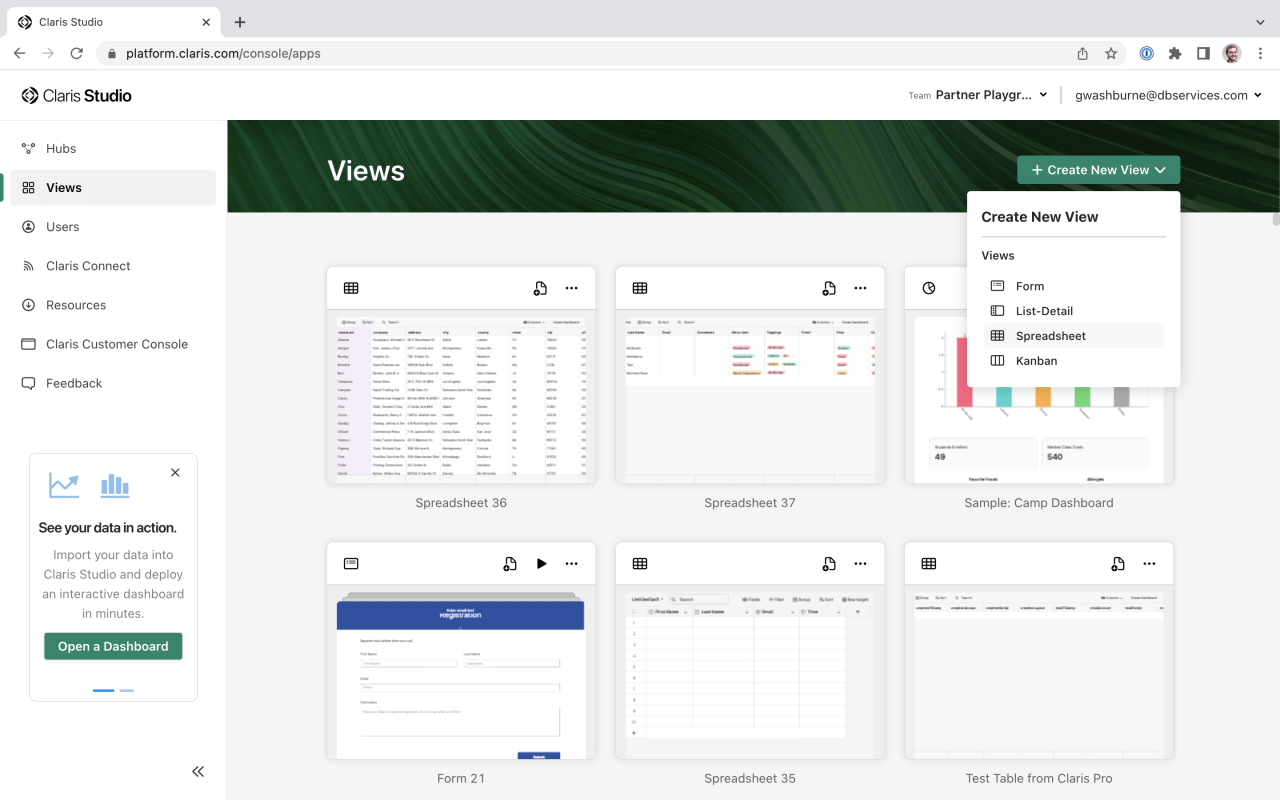 create claris studio spreadsheet.