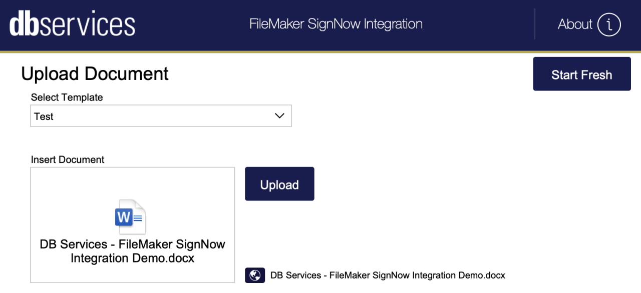 filemaker signnow integration document uploaded.