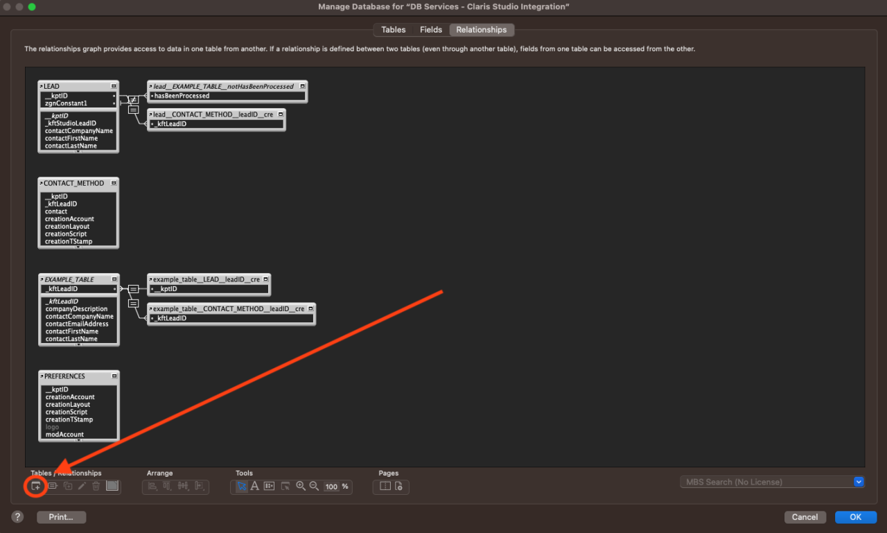 FileMaker Pro Relationship Graph Add Table.