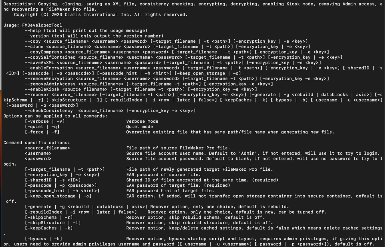 filemaker developer tool terminal.