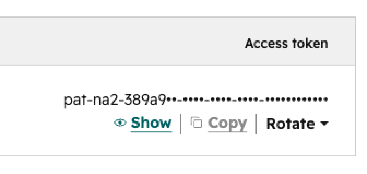 FileMaker HubSpot Integration Access Token.