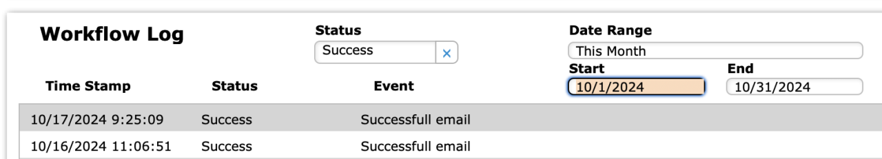 filemaker workflow settings status monitoring log.