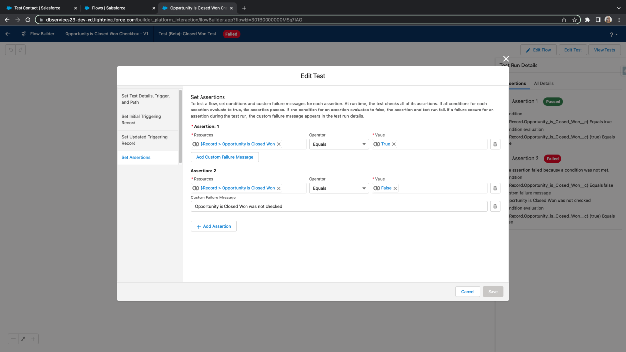 salesforce flow test assertions.