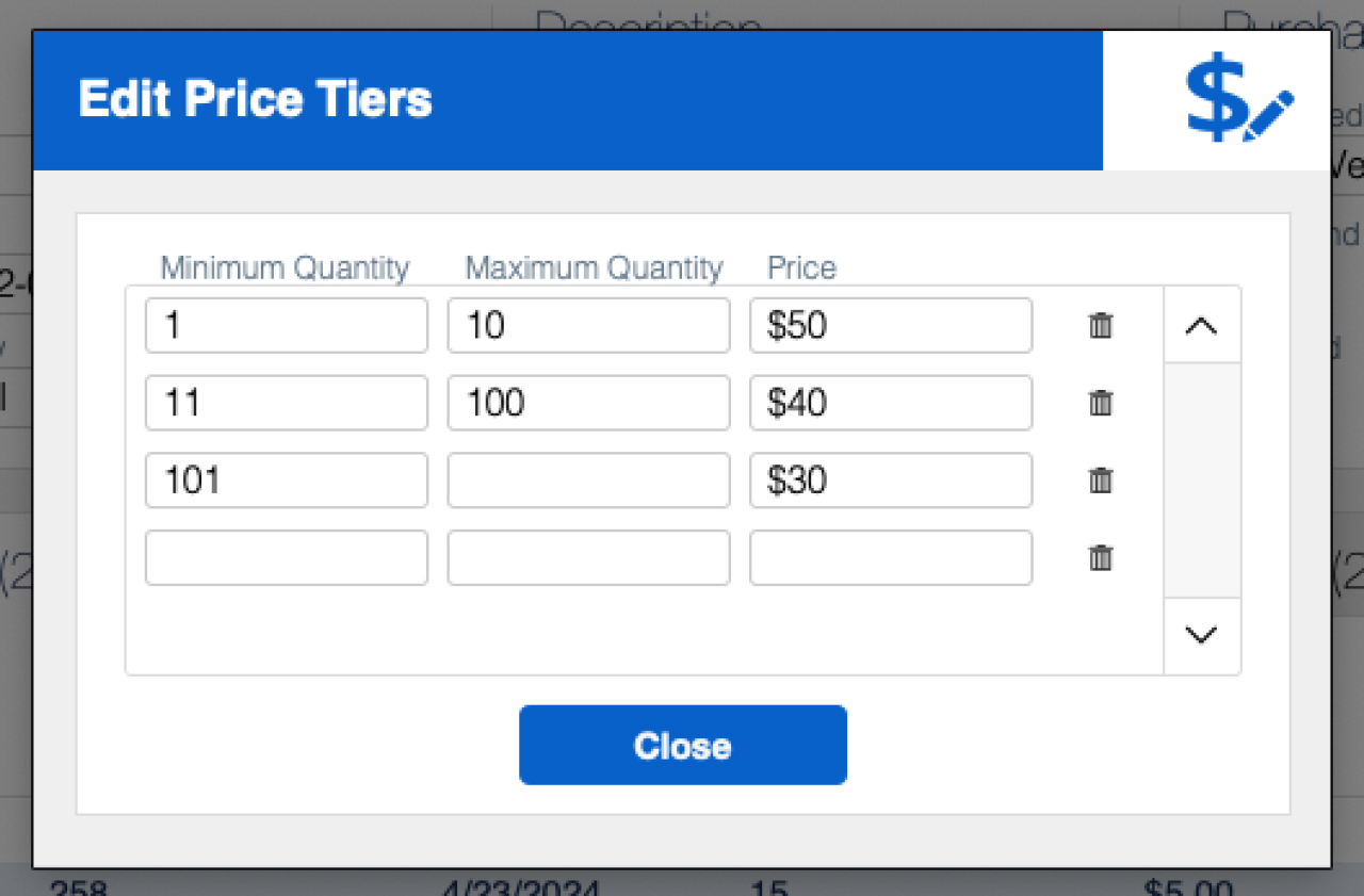 fm quickstart product price tier module.