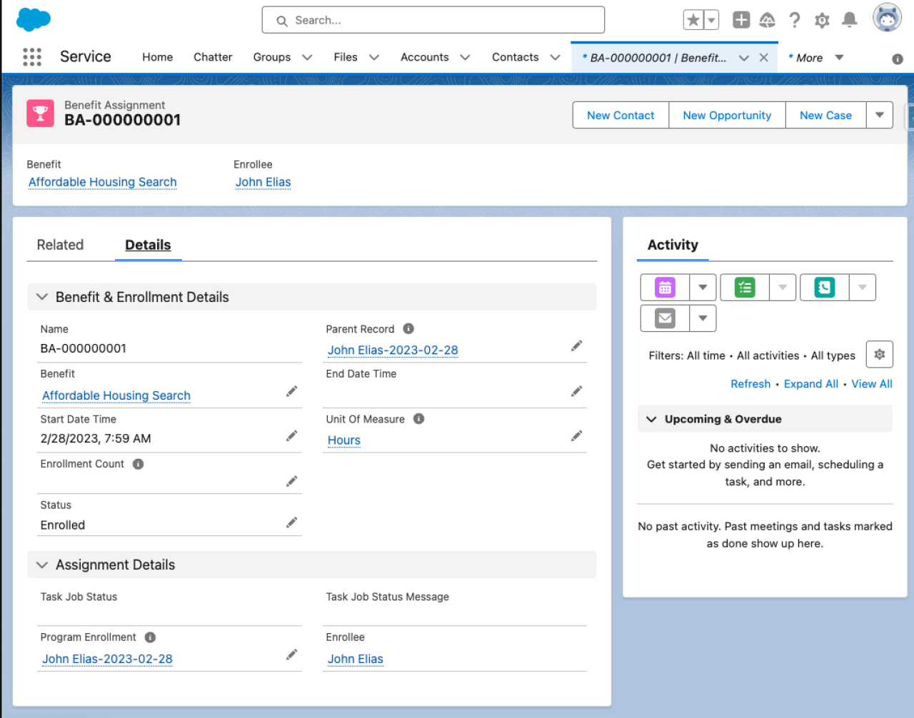 salesforce new nonprofit cloud benefit assignment.