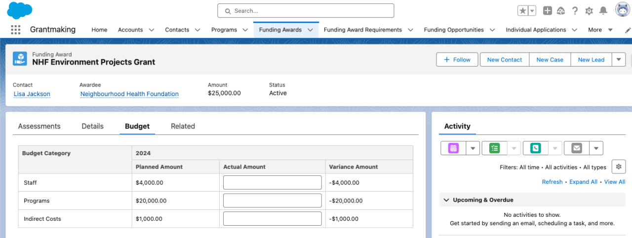 salesforce nonprofit cloud grantmaking funding award.