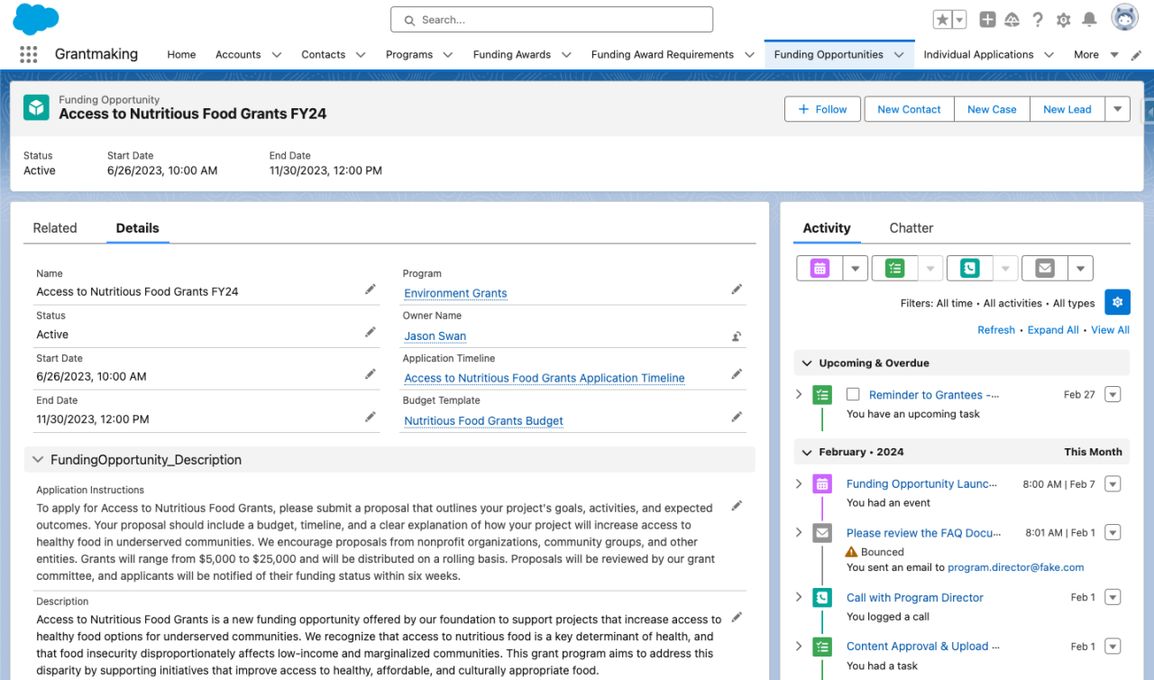 salesforce nonprofit cloud grantmaking funding opportunity.