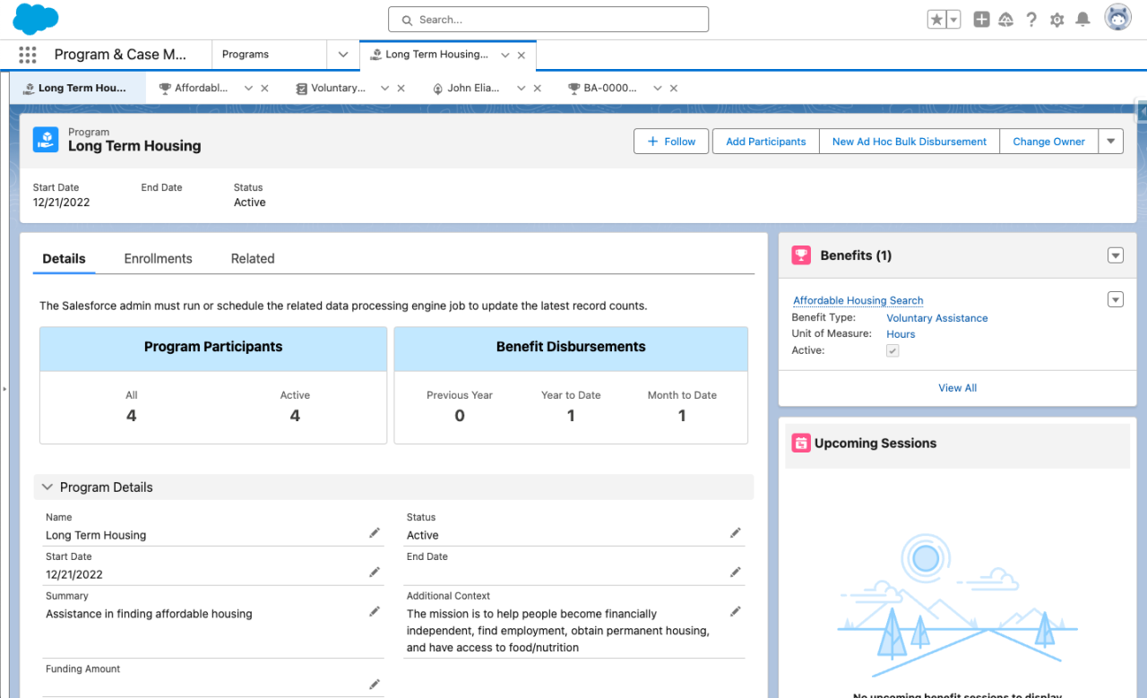 salesforce nonprofit cloud program management benefit.