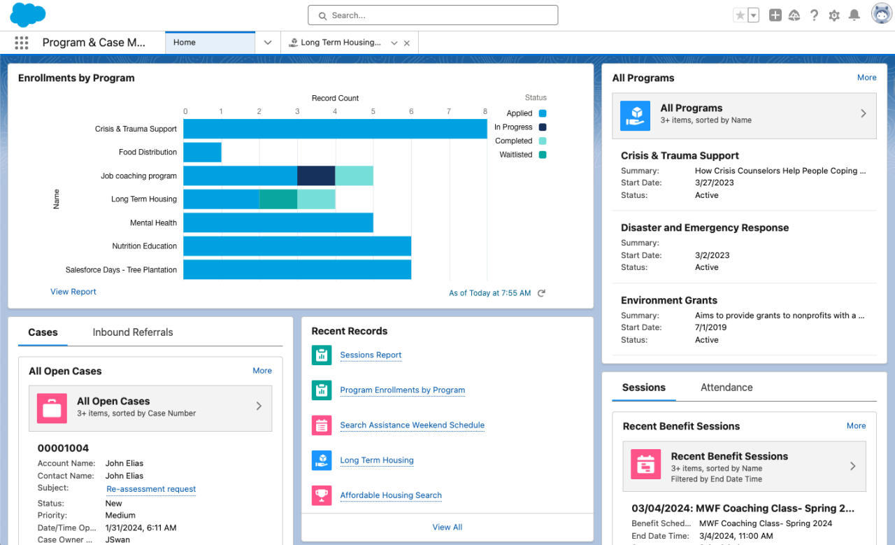 salesforce nonprofit cloud program management.